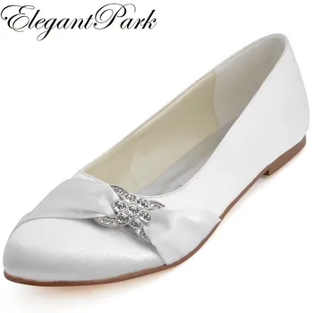 Woman White Ivory Bridal Wedding Flats Comfort Round Toe Rhinestone Satin Champagne Red Blue lady Ballet prom party shoes EP2006
Woman White Ivory Bridal Wedding Flats Comfort Round Toe Rhinestone Satin Champagne Red Blue lady Ballet prom party shoes EP2006