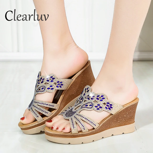 Brand new rhinestone sandals wedge with sexy hollow high-heeled diamond slippers thick bottom Romanesque banquet women's shoes
Brand new rhinestone sandals wedge with sexy hollow high-heeled diamond slippers thick bottom Romanesque banquet women's shoes