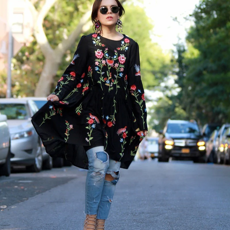 Khale Yose Spring 2019 Mini Dress Floral Embroidery Boho Chic Women's Beach Dresses Cotton Vintage Gypsy Black Beach Dress Tunic
Khale Yose Spring 2019 Mini Dress Floral Embroidery Boho Chic Women's Beach Dresses Cotton Vintage Gypsy Black Beach Dress Tunic