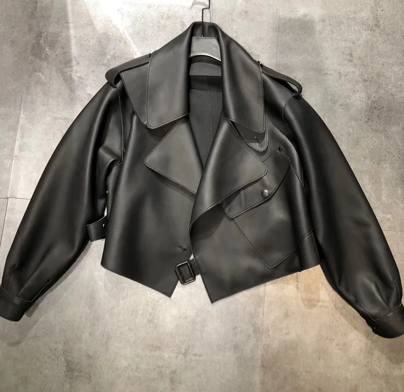 2019 Hot Spring Design Ladies Wears Black Bomber Jacket Loose Oversize Girls Coat Genuine Sheepskin Short Leather Jacket Women
2019 Hot Spring Design Ladies Wears Black Bomber Jacket Loose Oversize Girls Coat Genuine Sheepskin Short Leather Jacket Women