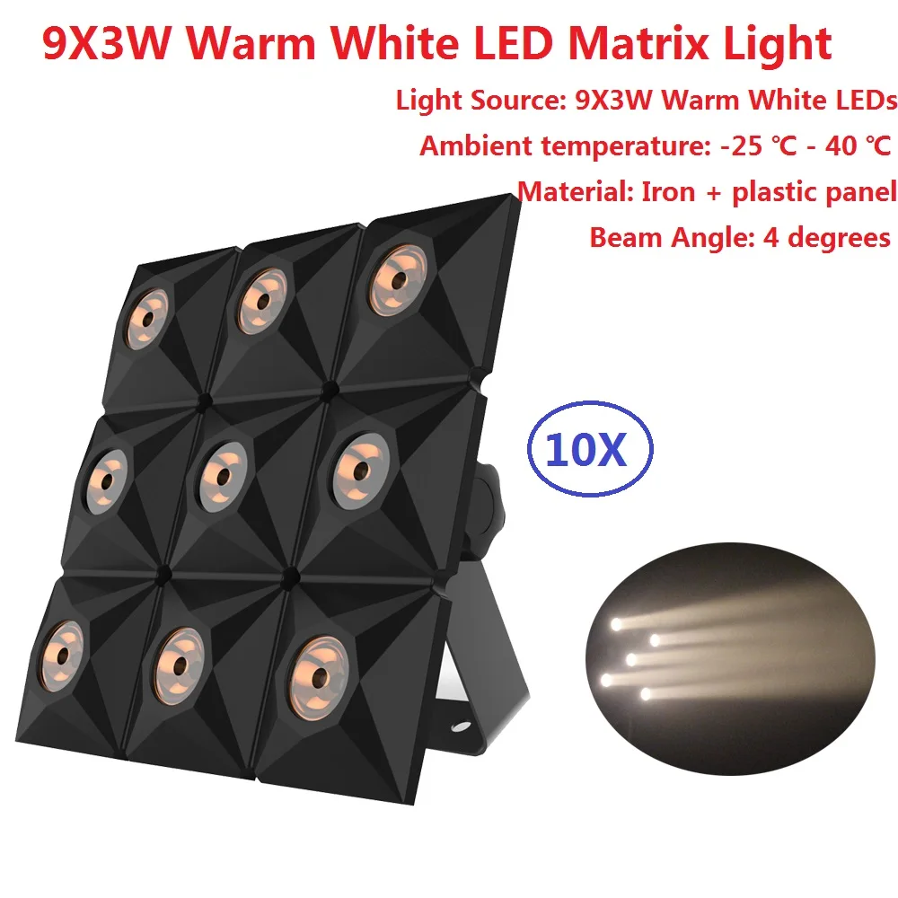 10Pack Mini Led Par Light Flat Panel Show Stage Effect Lights 9X3W Warm White DJ Disco DMX Beam Wash Strobe Lighting | Освещение