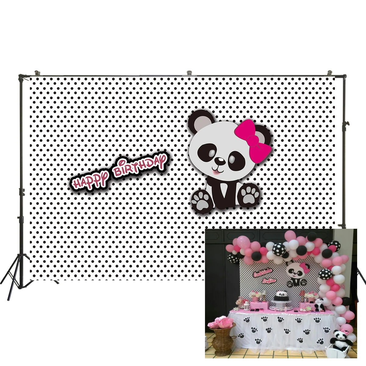 Black Dots Backdrop Cute Panda Happy Birthday Theme Photo Background Kids Baby Shower Party Decorations Photo Booth Props W-2094
Black Dots Backdrop Cute Panda Happy Birthday Theme Photo Background Kids Baby Shower Party Decorations Photo Booth Props W-2094