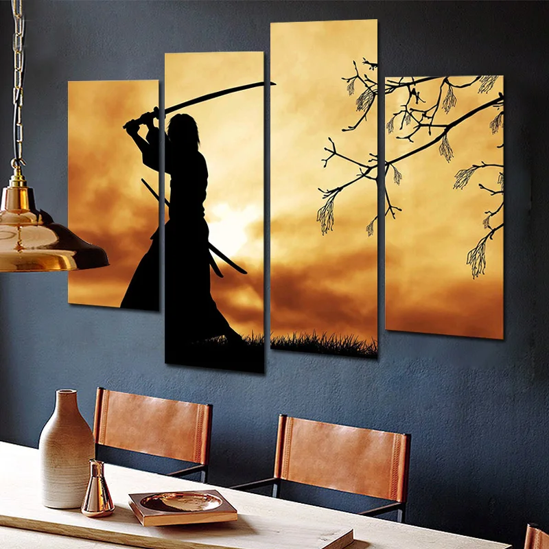Figure Paintings Wall Art Bushido Spirit Illustration Japanese Samurai 4 Panel Picture Print on Canvas for Home Decoration
Figure Paintings Wall Art Bushido Spirit Illustration Japanese Samurai 4 Panel Picture Print on Canvas for Home Decoration