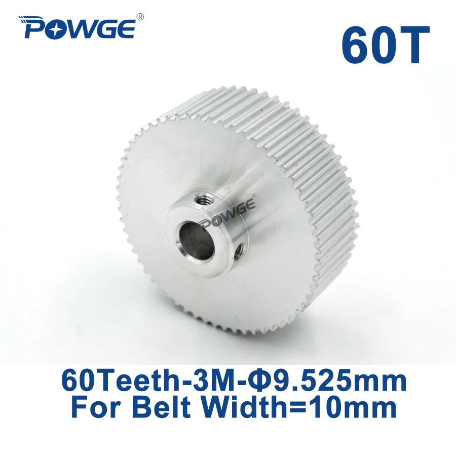 

POWGE Arc 60 Teeth HTD3M Timing Pulley Bore 9.525mm 0.375" for Width 10mm 3M Synchronous belt HTD 3M pulley gear 60T 60Teeth