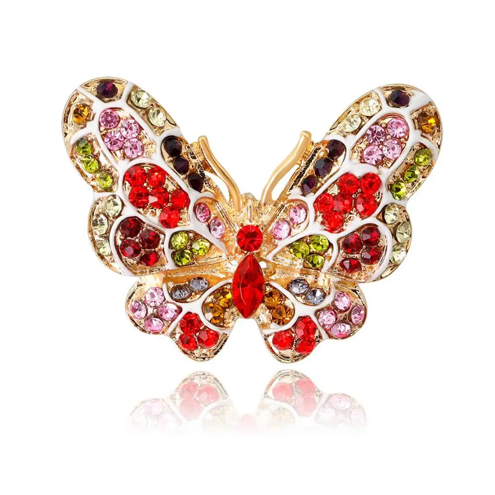 XIUFEN Women Girls Jewellery Elegant Colorful Butterfly Refined Alloy Rhinestone Brooches Retro Breastpin | Украшения и