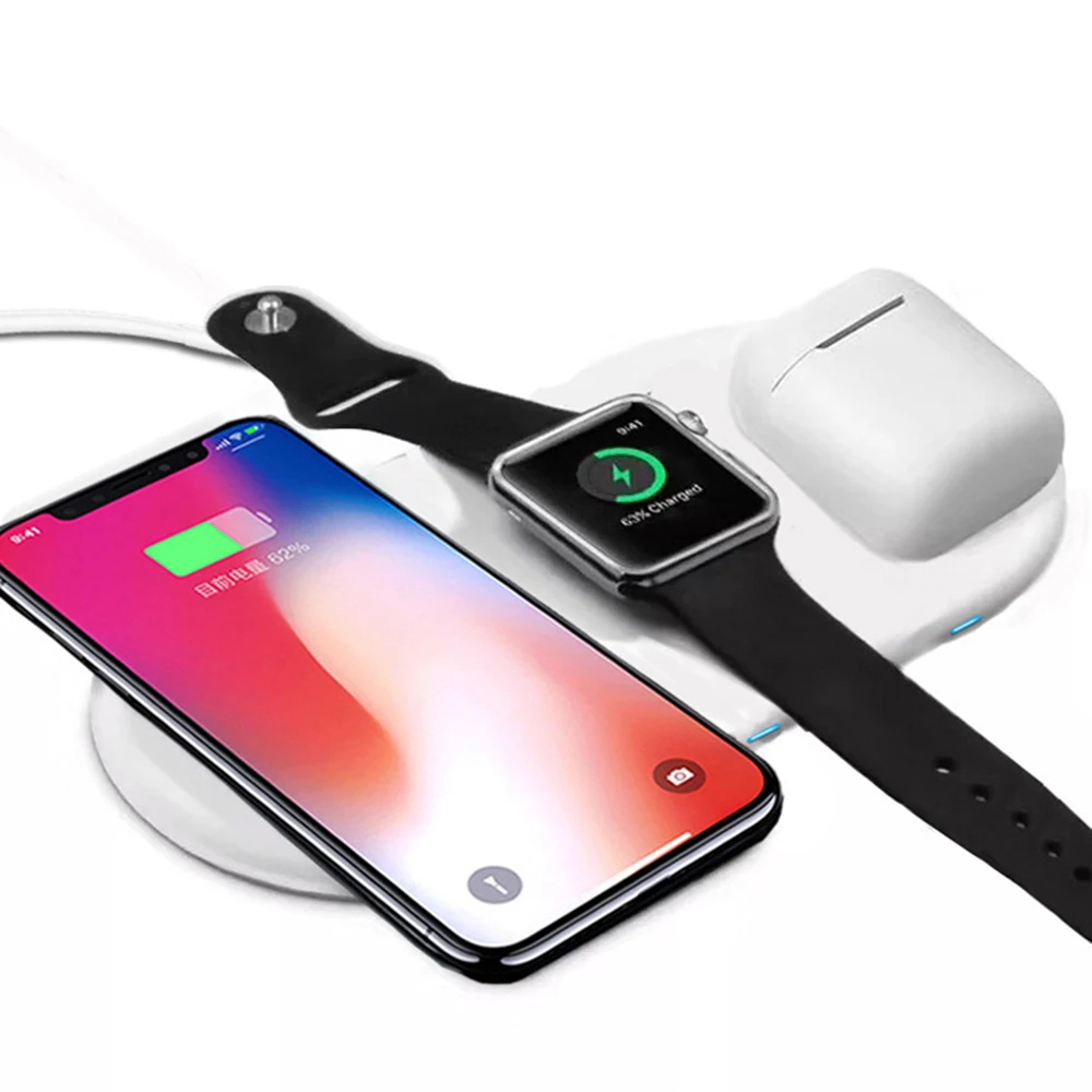 

Wireless Charging Pad for Apple Watch IWatch 2/3/4 airpods 3 in 1 Fast Docking Station Ultra Slim Charger for IPhone Xs Samsung