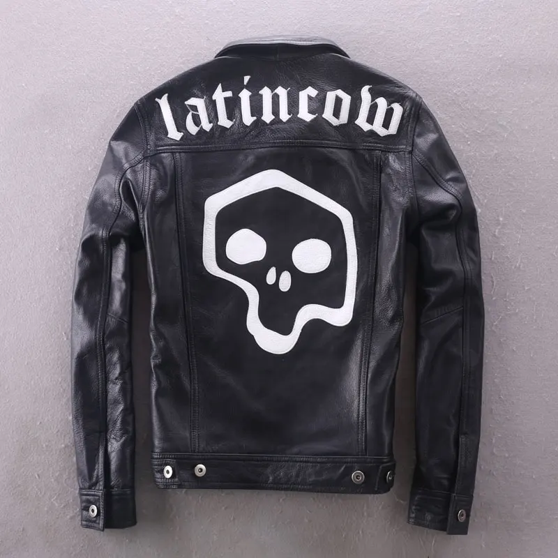 skulls biker jacket pattern slim fit short genuine leather jacket men fashion motorcycle jacket for men black leather coat male
skulls biker jacket pattern slim fit short genuine leather jacket men fashion motorcycle jacket for men black leather coat male