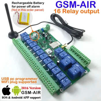 Free shipping Post airmail 1pcs 16ch Relay Real-Time GSM Remote Control board Rechargeable battery for power off alarm
Free shipping Post airmail 1pcs 16ch Relay Real-Time GSM Remote Control board Rechargeable battery for power off alarm