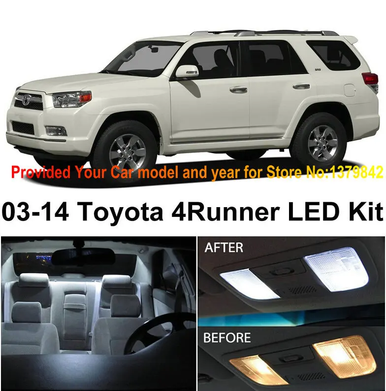 Free Shipping 10Pcs/Lot Xenon White Premium Package Kit LED Interior Lights For Toyota 4Runner 2003-2014
Free Shipping 10Pcs/Lot Xenon White Premium Package Kit LED Interior Lights For Toyota 4Runner 2003-2014
