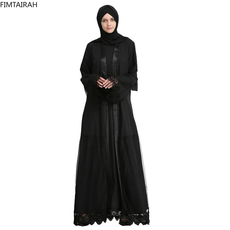 LR100 Fashion Black Lace Open Abaya Muslim Women Elegant Dubai Cardigan Lace Robe Dress With Belt arab costume Turkish Abaya
LR100 Fashion Black Lace Open Abaya Muslim Women Elegant Dubai Cardigan Lace Robe Dress With Belt arab costume Turkish Abaya