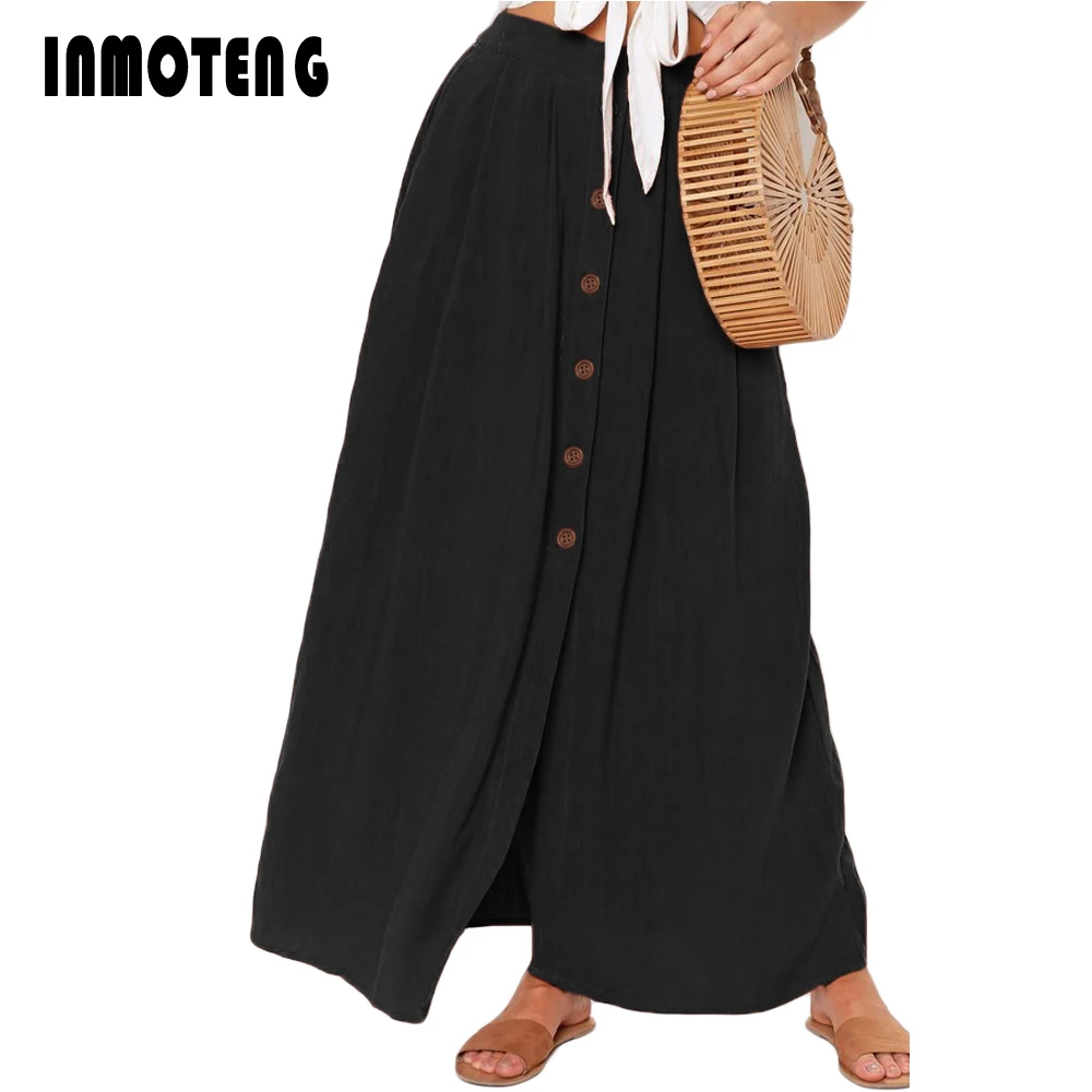 INMOTENG Beige/Black Buttoned Front Split Maxi Skirt Women Summer Straight with Pockets Fashion Slim Holiday Casual Skirts S-XL
INMOTENG Beige/Black Buttoned Front Split Maxi Skirt Women Summer Straight with Pockets Fashion Slim Holiday Casual Skirts S-XL