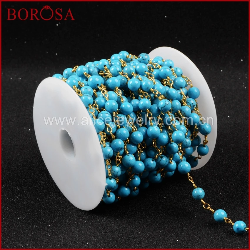 BOROSA 5 Meters Gold Color Or Silver Color Round Blue How-lite Stone Beaded Chains Necklace Jewelry Making JT084
BOROSA 5 Meters Gold Color Or Silver Color Round Blue How-lite Stone Beaded Chains Necklace Jewelry Making JT084