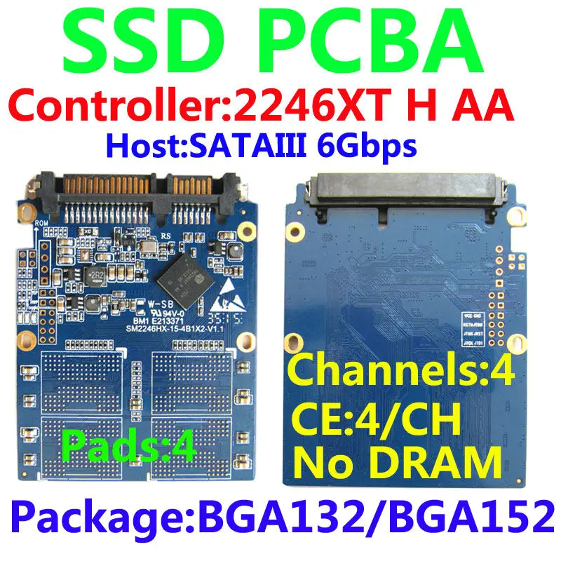 SSD PCBA Kits, SM2246XT H Controller ,SATA3(6Gbps), SSD DIY Kits, 4-pad, 4-channel 4-CE SSD Controller SSD PCBA , BGA152/BGA132
SSD PCBA Kits, SM2246XT H Controller ,SATA3(6Gbps), SSD DIY Kits, 4-pad, 4-channel 4-CE SSD Controller SSD PCBA , BGA152/BGA132