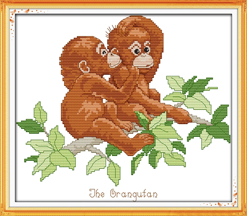 Набор для вышивки крестиком Orangutan 14ct 11ct предварительно штампованный холст