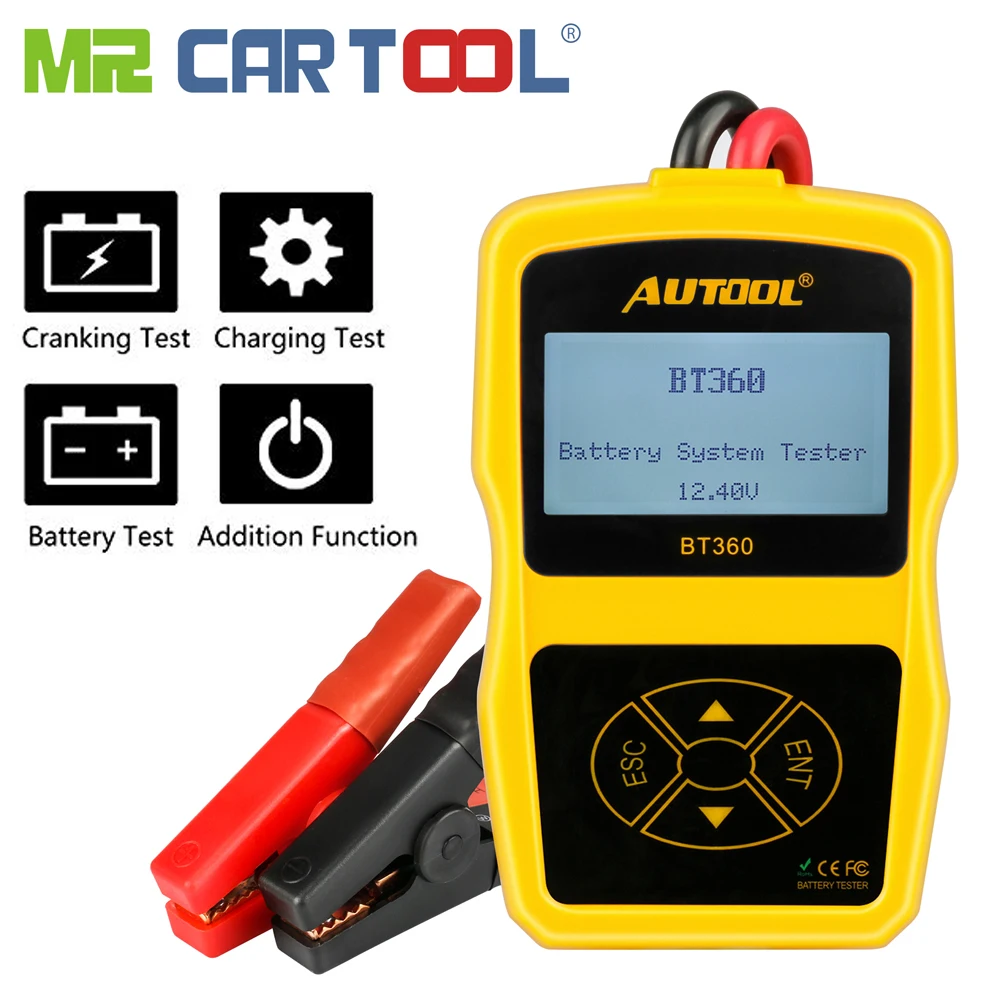 MR CARTOOL BT360 Car Battery Tester Analyzer 12V Digital For Auto Flooded AGM GEL BT-360 Automotive Charging Test CCA
MR CARTOOL BT360 Car Battery Tester Analyzer 12V Digital For Auto Flooded AGM GEL BT-360 Automotive Charging Test CCA