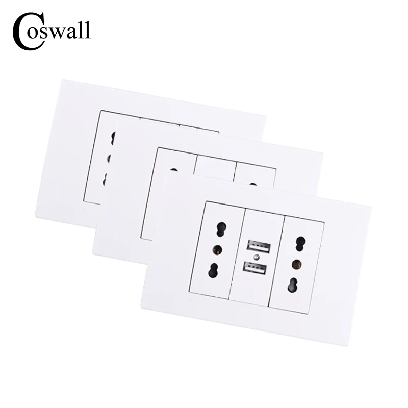 Coswall Wall Power Socket Double Chile / Italian Electrical Outlet 1000mA Dual USB Charger Port for Mobile 118mm*80mm 3 PCS/LOT
Coswall Wall Power Socket Double Chile / Italian Electrical Outlet 1000mA Dual USB Charger Port for Mobile 118mm*80mm 3 PCS/LOT