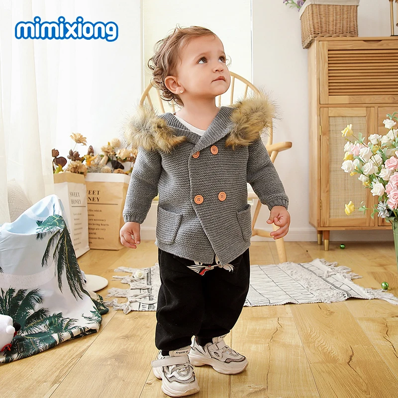 Baby Sweaters Cardigan with Fur Hood Winter Warm Newborn Infant Boys Girl Knitted Jackets & Coats 0-24M Children Knitwear Autumn
Baby Sweaters Cardigan with Fur Hood Winter Warm Newborn Infant Boys Girl Knitted Jackets & Coats 0-24M Children Knitwear Autumn