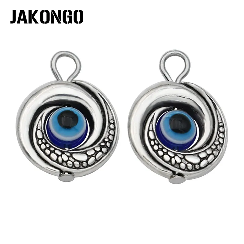 

JAKONGO Tibetan Silver Plated Evil Eye Charms Pendants for Jewelry Making Bracelet Accessories DIY Craft 20x15mm 10pcs/lot