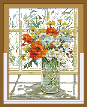 Flower vase on windowsill Cross Stitch Kits 11CT Printed 14CT Set DIY Chinese Cotton Cross-stitch Counted Embroidery Needlework
Flower vase on windowsill Cross Stitch Kits 11CT Printed 14CT Set DIY Chinese Cotton Cross-stitch Counted Embroidery Needlework