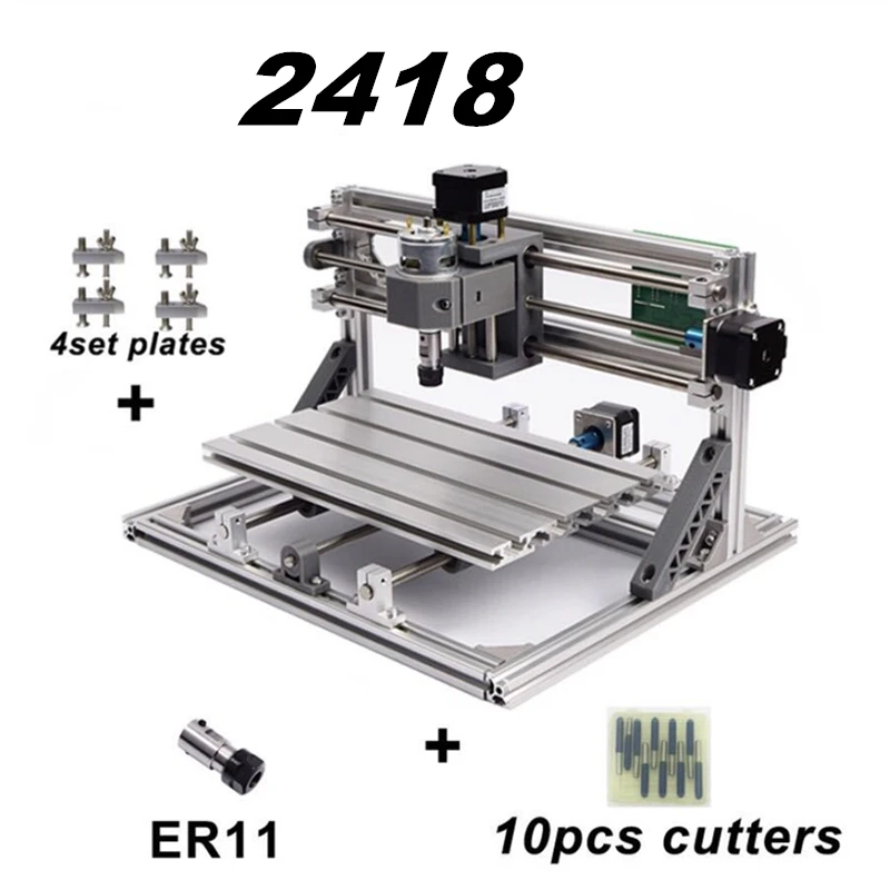 CNC 2418 with ER11,diy mini cnc laser engraving machine,Pcb Milling Machine,Wood Carving router, cnc2418 engraving mini DIY
CNC 2418 with ER11,diy mini cnc laser engraving machine,Pcb Milling Machine,Wood Carving router, cnc2418 engraving mini DIY