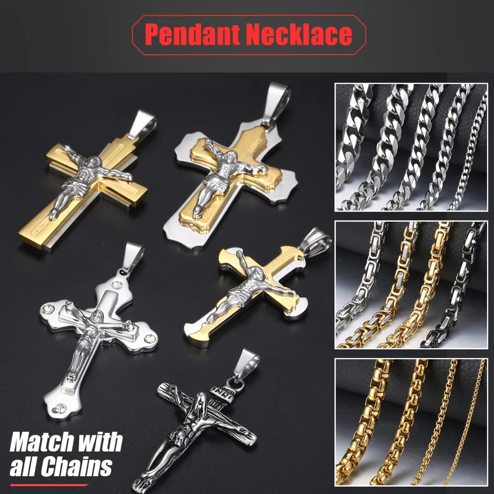 Davieslee Jesus Christ Cross Pendant for Men Silver Gold Black 2 layers Mens Pendants Stainless Steel Paved Clear CZ Gifts LKPP3
Davieslee Jesus Christ Cross Pendant for Men Silver Gold Black 2 layers Mens Pendants Stainless Steel Paved Clear CZ Gifts LKPP3