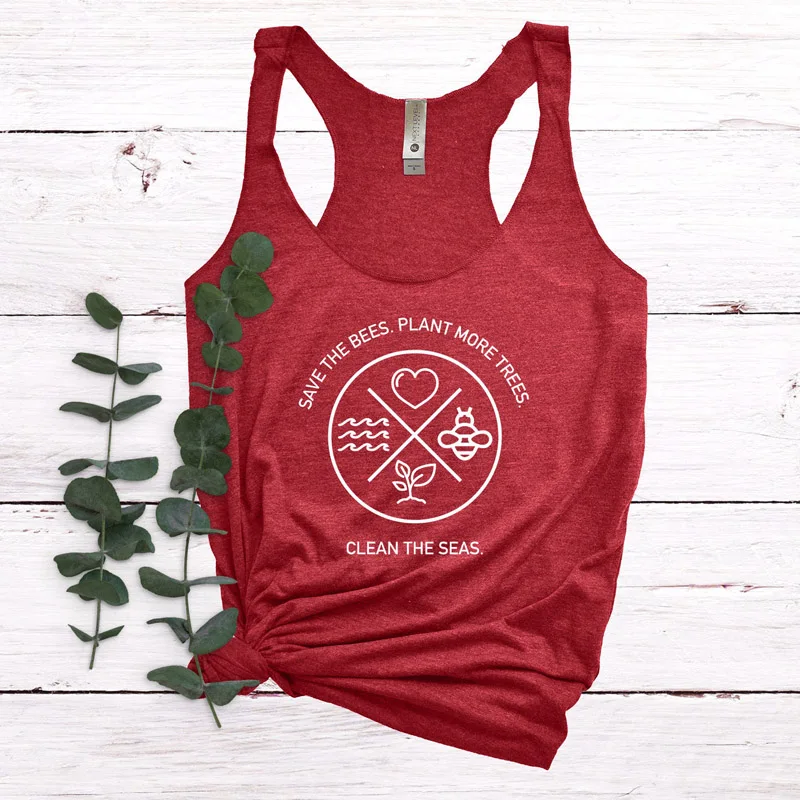 Vest Save The Bees Plant More Trees Clean The Seas Tank Tops Women Vintage Graphic Vegan Tanks Summer Racerback Workout Shirt
Vest Save The Bees Plant More Trees Clean The Seas Tank Tops Women Vintage Graphic Vegan Tanks Summer Racerback Workout Shirt