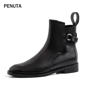 2019 PENUTA Womens Riding Boots Black Chelsea Shoes Punk Style Genuine Leather Ankle Booties New Designer Motorcycle Boots PD915
2019 PENUTA Womens Riding Boots Black Chelsea Shoes Punk Style Genuine Leather Ankle Booties New Designer Motorcycle Boots PD915