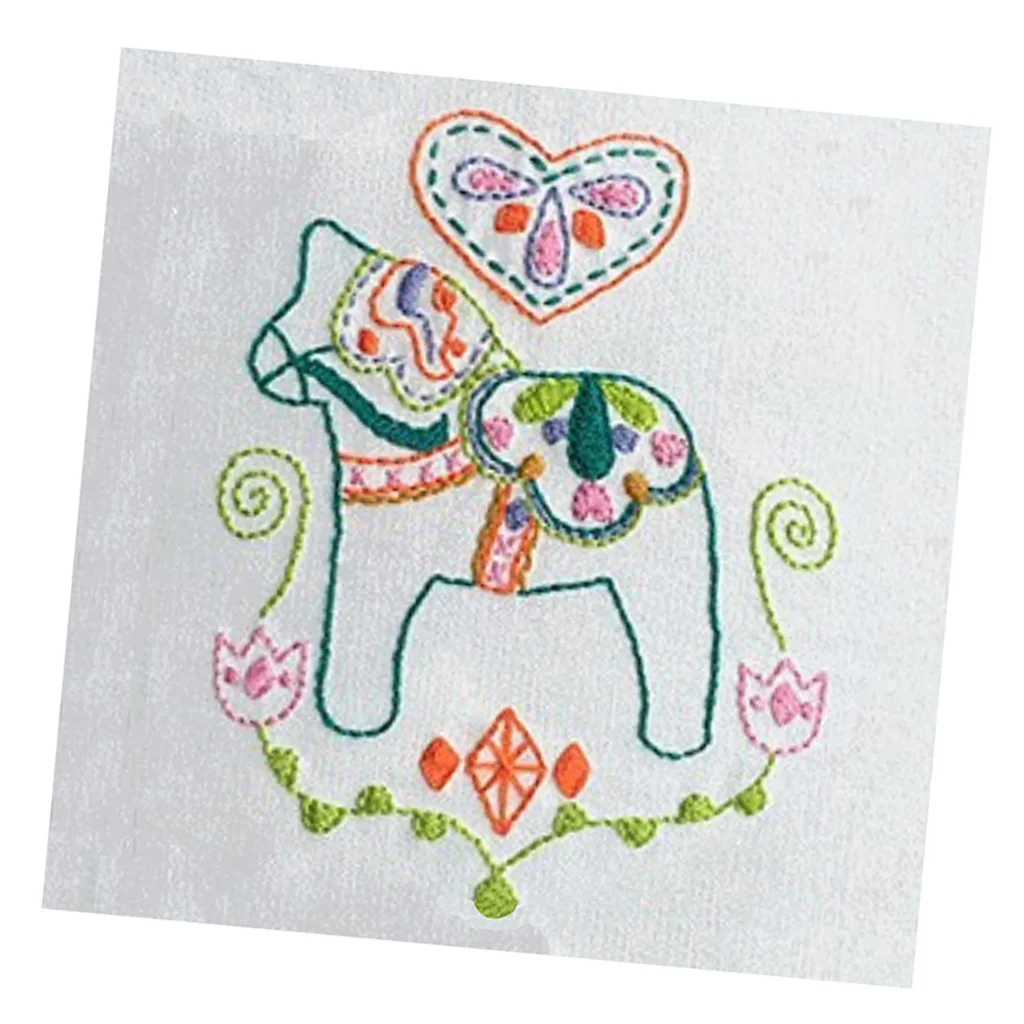 Embroidery Kit, Cartoon Hand Embroidery Cross Stitch Starter Needlepoint Crafts Kit with Cloth,Threads and Tools for Home Decor