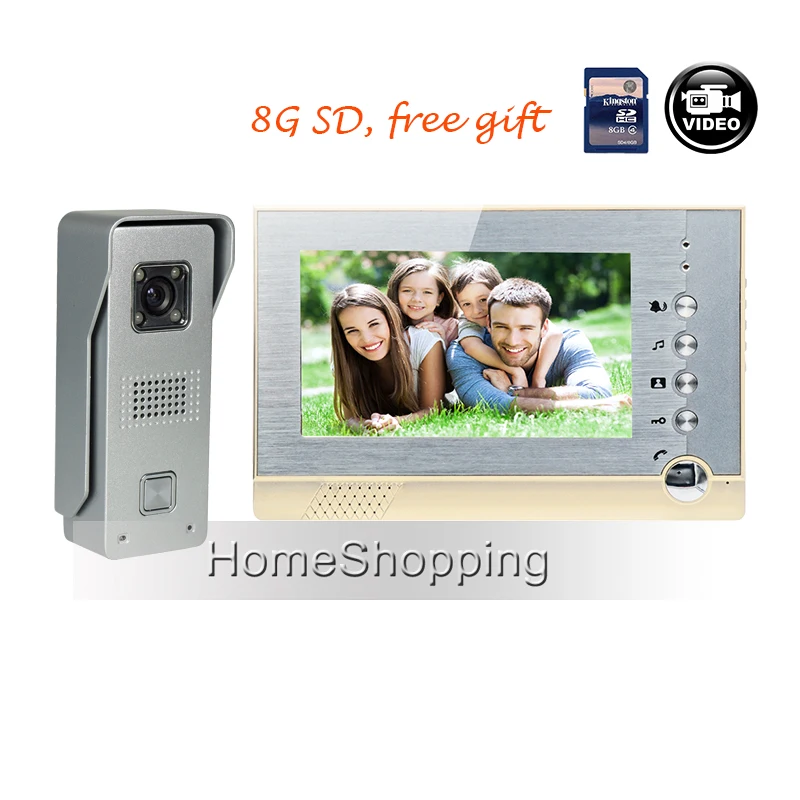 FREE SHIPPING 7" Color Screen Video Intercom Door Phone System 1 Recording Monitor + 1 Waterproof Door Camera + 8G SD In Stock
FREE SHIPPING 7" Color Screen Video Intercom Door Phone System 1 Recording Monitor + 1 Waterproof Door Camera + 8G SD In Stock