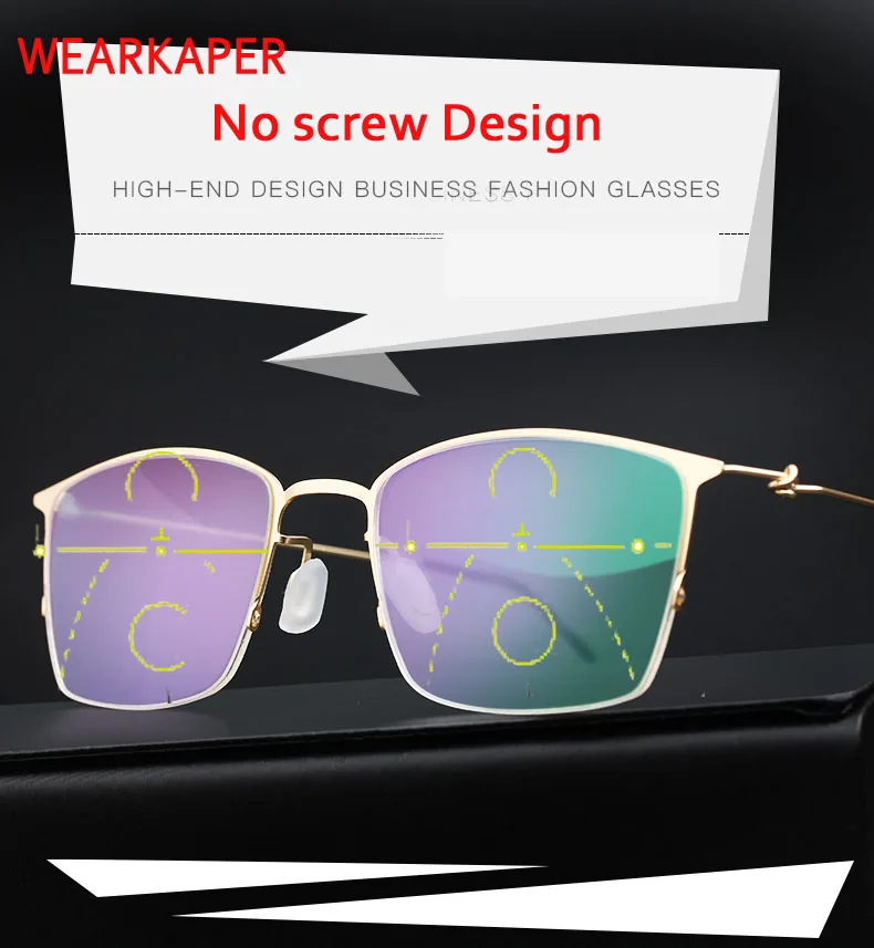 WEARKAPER 100% Real Titanium No Screw Design Progressive Reading Glasses Men Presbyopic Diopter Eyeglasses Male Eyewear1.0-3.5
WEARKAPER 100% Real Titanium No Screw Design Progressive Reading Glasses Men Presbyopic Diopter Eyeglasses Male Eyewear1.0-3.5