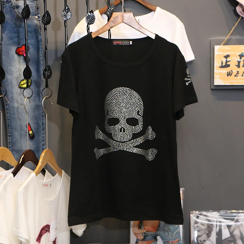 Hot drilling printing Short sleeve T-shirt women Summer clothes 2019 New fashion loose cotton Pullovers o-neck T-shirts C1042
Hot drilling printing Short sleeve T-shirt women Summer clothes 2019 New fashion loose cotton Pullovers o-neck T-shirts C1042