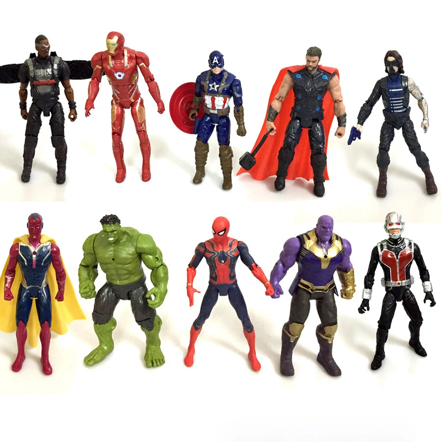 10PCS/Lot Avengers 3 Infinity War Marvel Heroes Action Figures Thamos Falcon Vision Soldier Figures Iron man Spider man Thor Toy
10PCS/Lot Avengers 3 Infinity War Marvel Heroes Action Figures Thamos Falcon Vision Soldier Figures Iron man Spider man Thor Toy