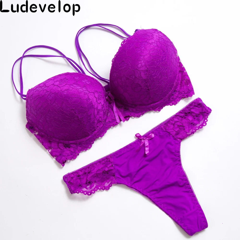 

Ludevelop Lady Lace Black Push Up Bra Set Top B C D Cups sujetador encaje Underwear Women Lingerie Sexy Panties And Bra Sets