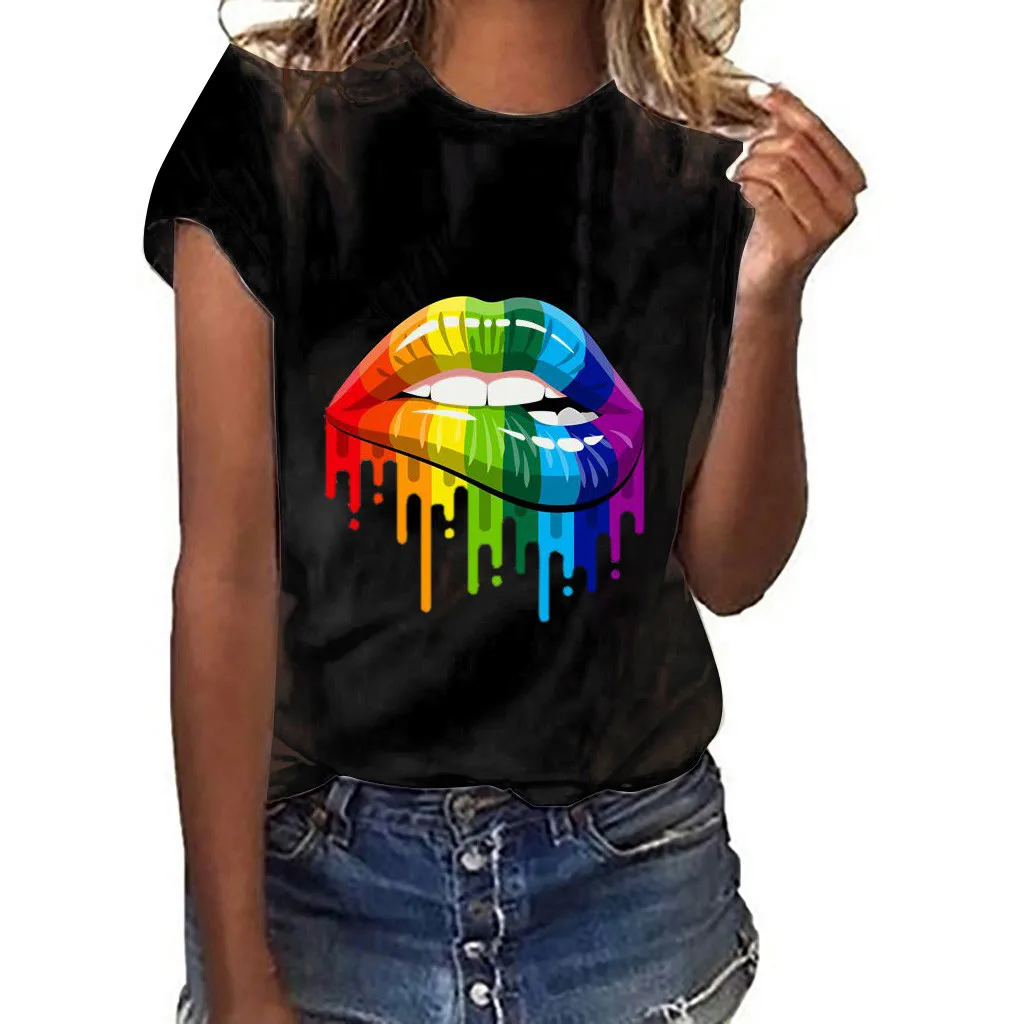 Women Plus Size Lips Gesture Print T Shirt Short Sleeve T-Shirt Harajuku Casual Tee Tops for Female Clothes brand fashion
Women Plus Size Lips Gesture Print T Shirt Short Sleeve T-Shirt Harajuku Casual Tee Tops for Female Clothes brand fashion