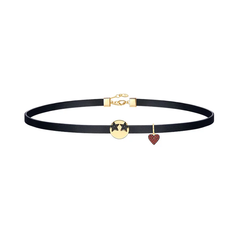 SLJELY S925 Sterling Silver Jewelry Funny Loving Emoticon Leather Choker with Charm Heart Pave Zircon Women Fashion Necklace
SLJELY S925 Sterling Silver Jewelry Funny Loving Emoticon Leather Choker with Charm Heart Pave Zircon Women Fashion Necklace