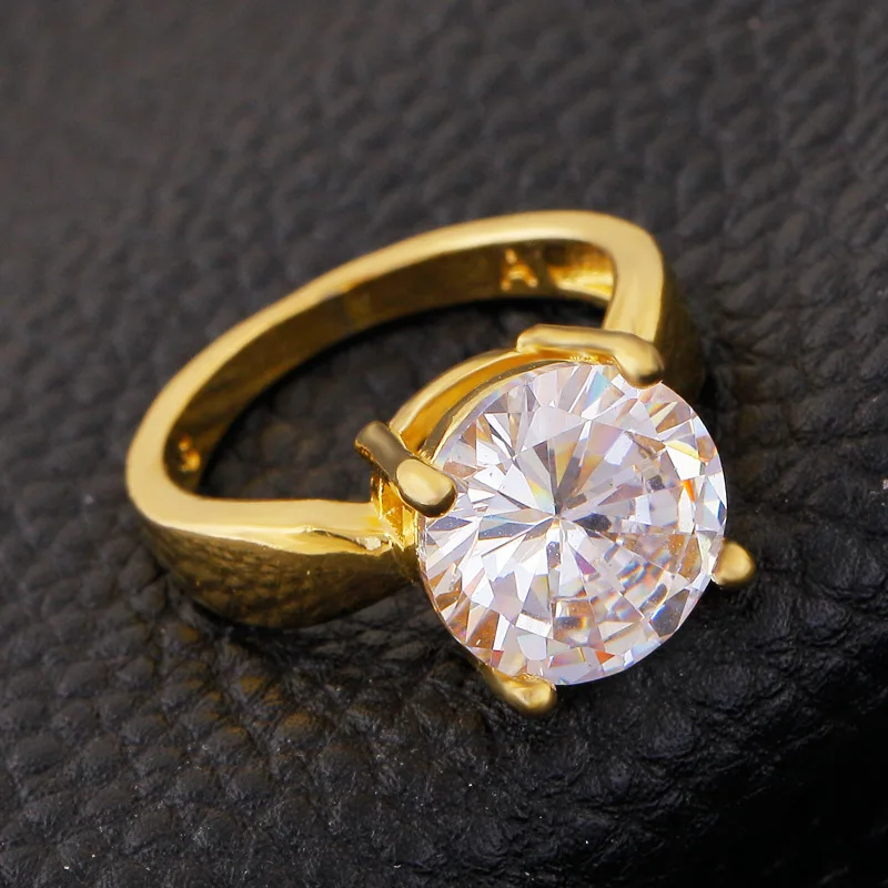 Фото Big Huge CZ imitated zirconia Ring Yellow Gold Filled Women Engagement Promise (US size 8 9) | Украшения и аксессуары