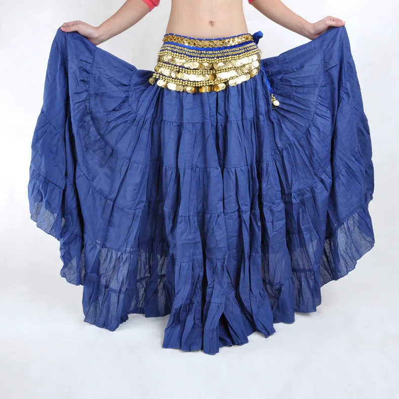 

Women Linen Yoga Belly Dance Skirt Costumes Solid Color Gypsy Tribal Dancing Show Maxi Dress Performances Dress