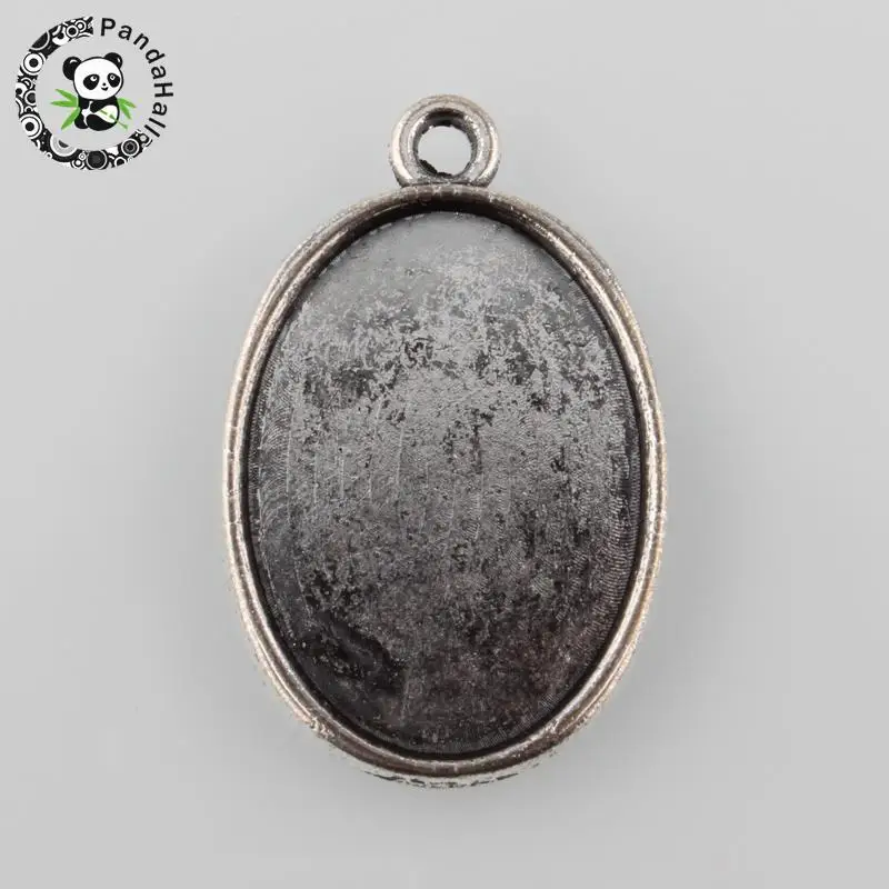 Tibetan Style Antique Silver Alloy Flat Oval Pendant Cabochon Settings, Tray: 25x18mm; 32x20.5x2mm, Hole: 2mm; about
Tibetan Style Antique Silver Alloy Flat Oval Pendant Cabochon Settings, Tray: 25x18mm; 32x20.5x2mm, Hole: 2mm; about