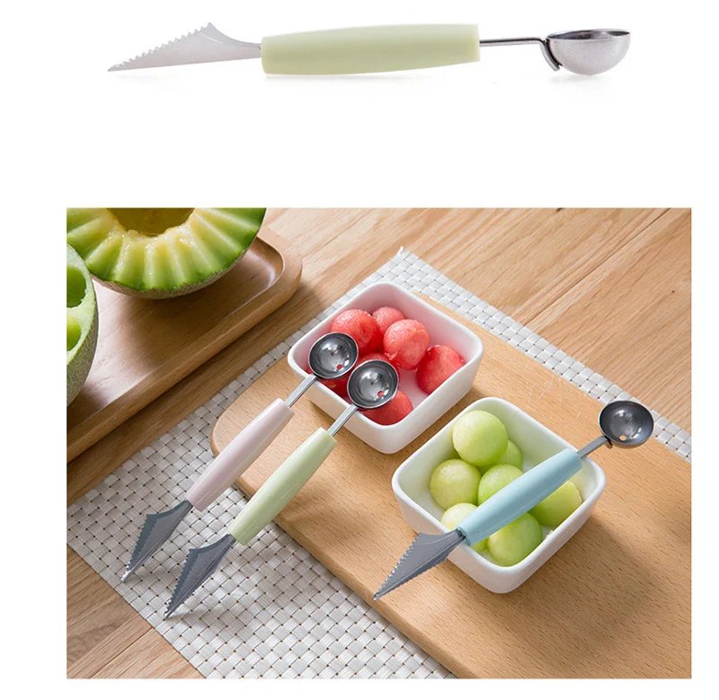 2018 New double head carving tools fruit dig ball spoon DIY creative fruit carving knife Melon Scoops Ballers Kitchen gadgets (11)