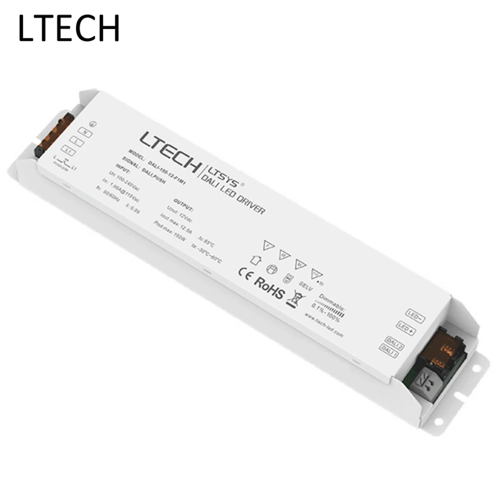 LTECH 12V 12.5A 150W Dali Led Dimming Driver Power Adapter DALI-150-12-F1M1 100-240VAC Input Led Controller For Led Lights
LTECH 12V 12.5A 150W Dali Led Dimming Driver Power Adapter DALI-150-12-F1M1 100-240VAC Input Led Controller For Led Lights