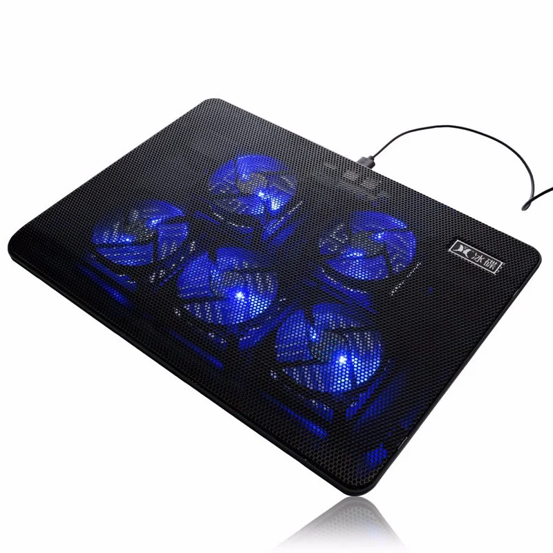 Image Blue LED Light 5 Fan Cooling Pad Cooler DC 5V Laptop Cooling Pad Fan 17 inch USB Port Cooling Stand Cooler For Notebook