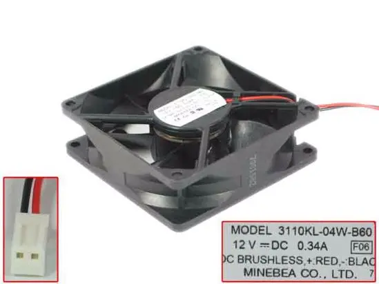 NMB-MAT 3110KL-04W-B60 F06 DC 12V 0.34A 80x80x25mm 2-wire Server Cooler Fan
NMB-MAT 3110KL-04W-B60 F06 DC 12V 0.34A 80x80x25mm 2-wire Server Cooler Fan