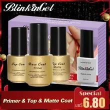 BlinkinGel 3 шт./партия быстросохнущее верхнее покрытие лак для ногтей с праймером для ногтей матовое УФ верхнее покрытие для ногтей без вытирани...(China)