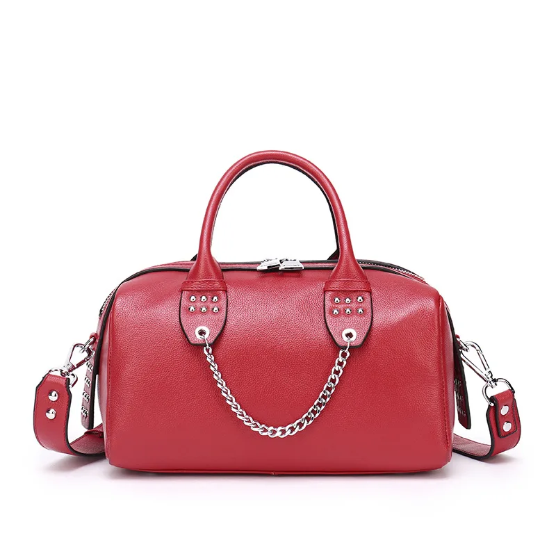 2018 Chain Design Boston Bag Genuine Cow Leather Women's Handbag Famous Brand Female Shoulder Bag Rivet Tote
2018 Chain Design Boston Bag Genuine Cow Leather Women's Handbag Famous Brand Female Shoulder Bag Rivet Tote