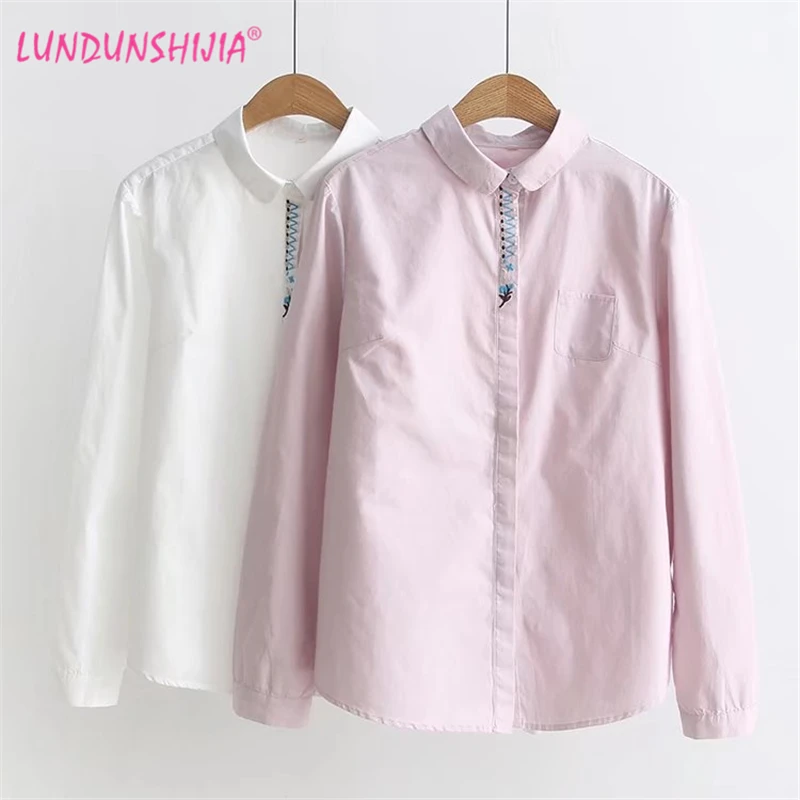 LUNDUNSHIJIA New 2018 Spring Chest Flowers Embroidery Shirt Women's Long Sleeve Fashion Cotton Blouses Tops Blusas Femininas
LUNDUNSHIJIA New 2018 Spring Chest Flowers Embroidery Shirt Women's Long Sleeve Fashion Cotton Blouses Tops Blusas Femininas