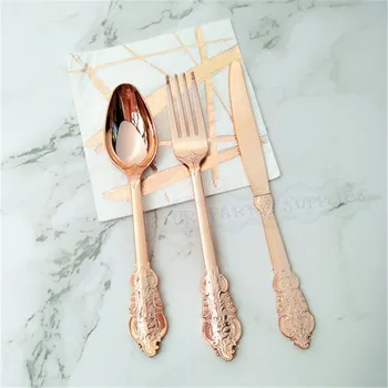 48sets Disposable Rose Cutlery Dessert Knife Spoon Fork Plastic Flatware Camping Wedding Bridal Shower Birthday Party Gift Decor
48sets Disposable Rose Cutlery Dessert Knife Spoon Fork Plastic Flatware Camping Wedding Bridal Shower Birthday Party Gift Decor