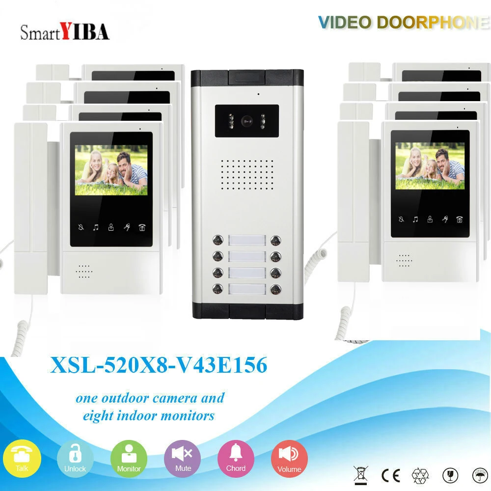 SmartYIBA 8 Apartment/Family Video Door Phone Intercom System Wired 4.3 inch Monitor Video Door Phone Doorbell With 8 Monitors
SmartYIBA 8 Apartment/Family Video Door Phone Intercom System Wired 4.3 inch Monitor Video Door Phone Doorbell With 8 Monitors