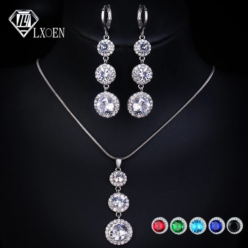 LXOEN Luxury Long Earrings and Necklace Crystal Dubai Jewelry Sets for Women with Round AAA Zircon Fashion Wedding Set Gift
LXOEN Luxury Long Earrings and Necklace Crystal Dubai Jewelry Sets for Women with Round AAA Zircon Fashion Wedding Set Gift