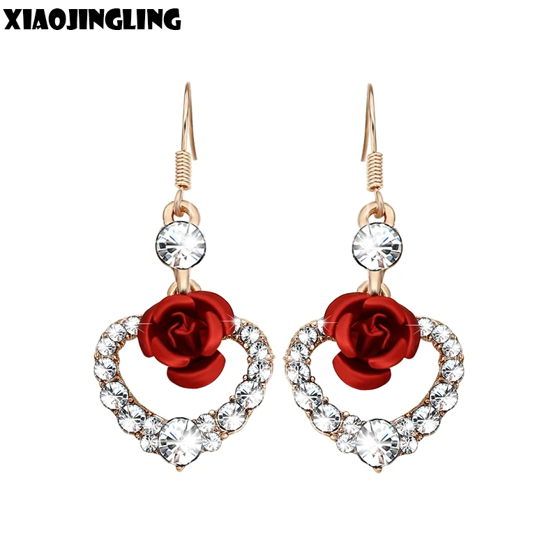XIAOJINGLING Fashion Korean Crystal Earring Jewelry Heart of Love Red Rose Flower Shape Drop Earrings for Women Girls Gifts
XIAOJINGLING Fashion Korean Crystal Earring Jewelry Heart of Love Red Rose Flower Shape Drop Earrings for Women Girls Gifts