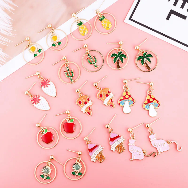 Korean Cartoon Cute Summer Fruit Earrings for Women Ice Cream Cat Mushroom Cactus Pineapple Harajuku Dangle Earrings Jewelry
Korean Cartoon Cute Summer Fruit Earrings for Women Ice Cream Cat Mushroom Cactus Pineapple Harajuku Dangle Earrings Jewelry